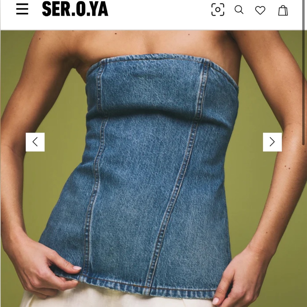 New SER.O.YA Christyl Strapless Denim Top